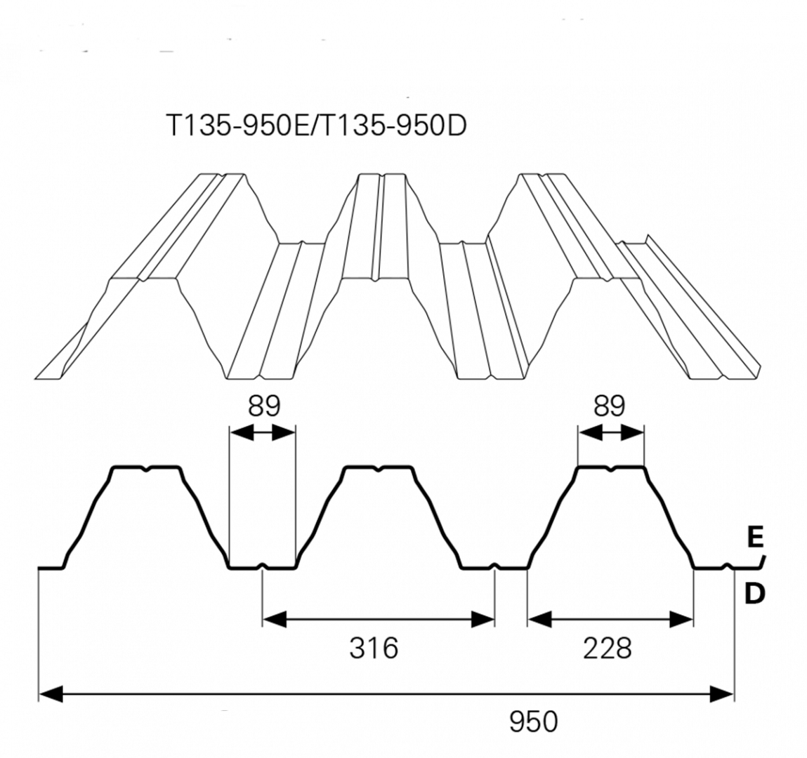 T135 Trapezblechgravur