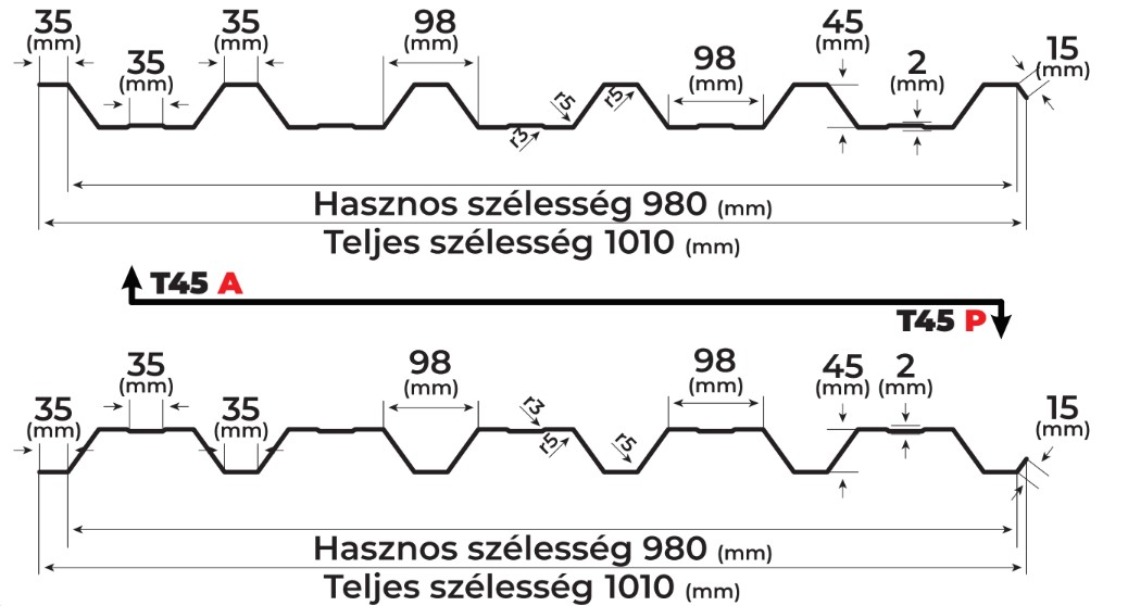t45 trapezförmiges Blechprofil